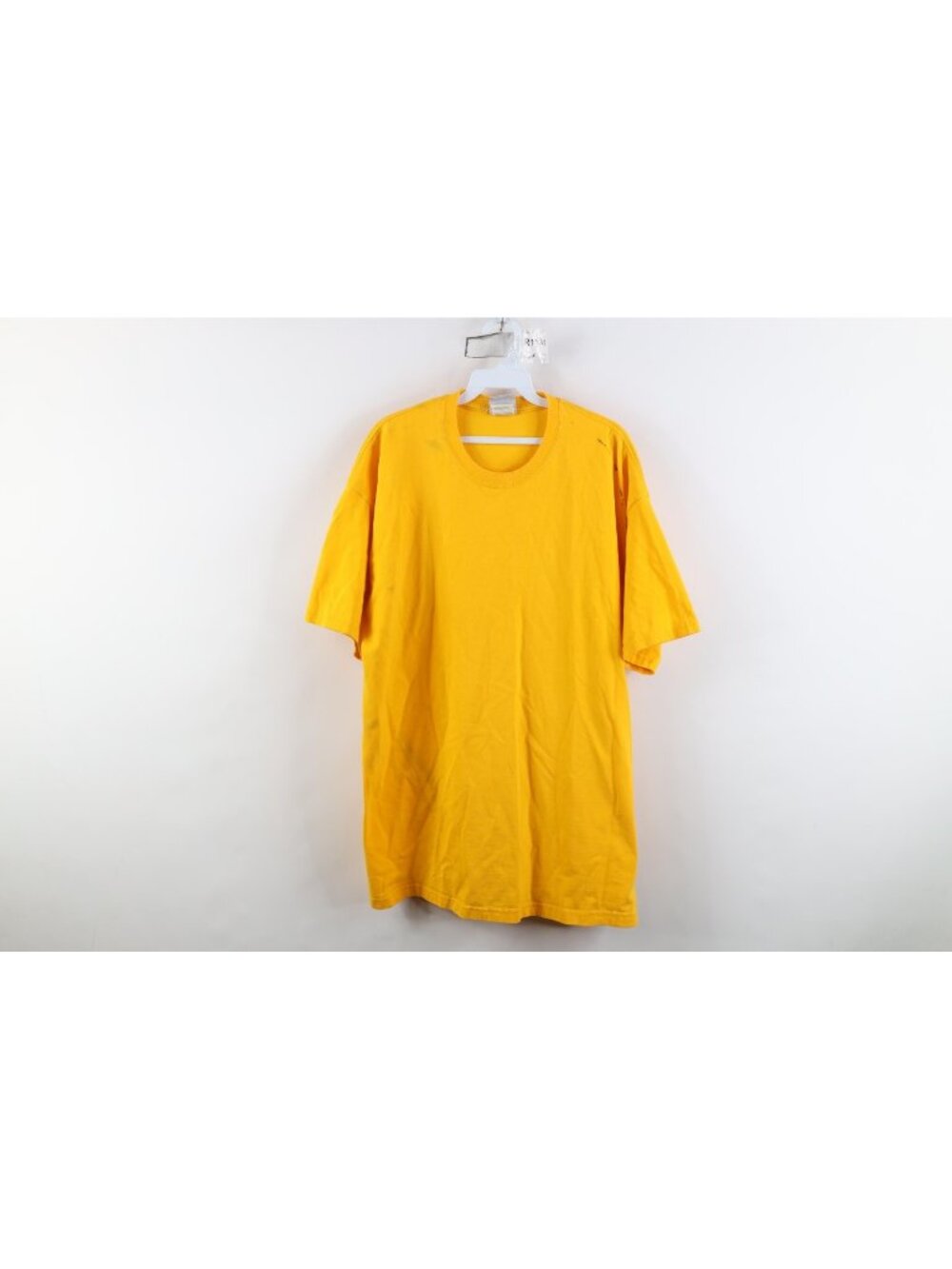 Vtg 90s Streetwear Mens XL Distressed Blank Heavyweight Cotton T-Shirt Yellow